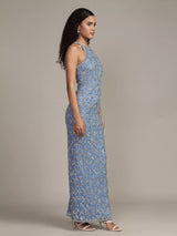 Lace & Beads Women's Maddox Embellished Maxi Dress - Light Blue - UK 16