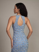 Lace & Beads Women's Maddox Embellished Maxi Dress - Light Blue - UK 16