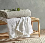 John Lewis Linear Stripe Bedspread Cotton Throw L260 x W250cm - Latte - Kazoop 