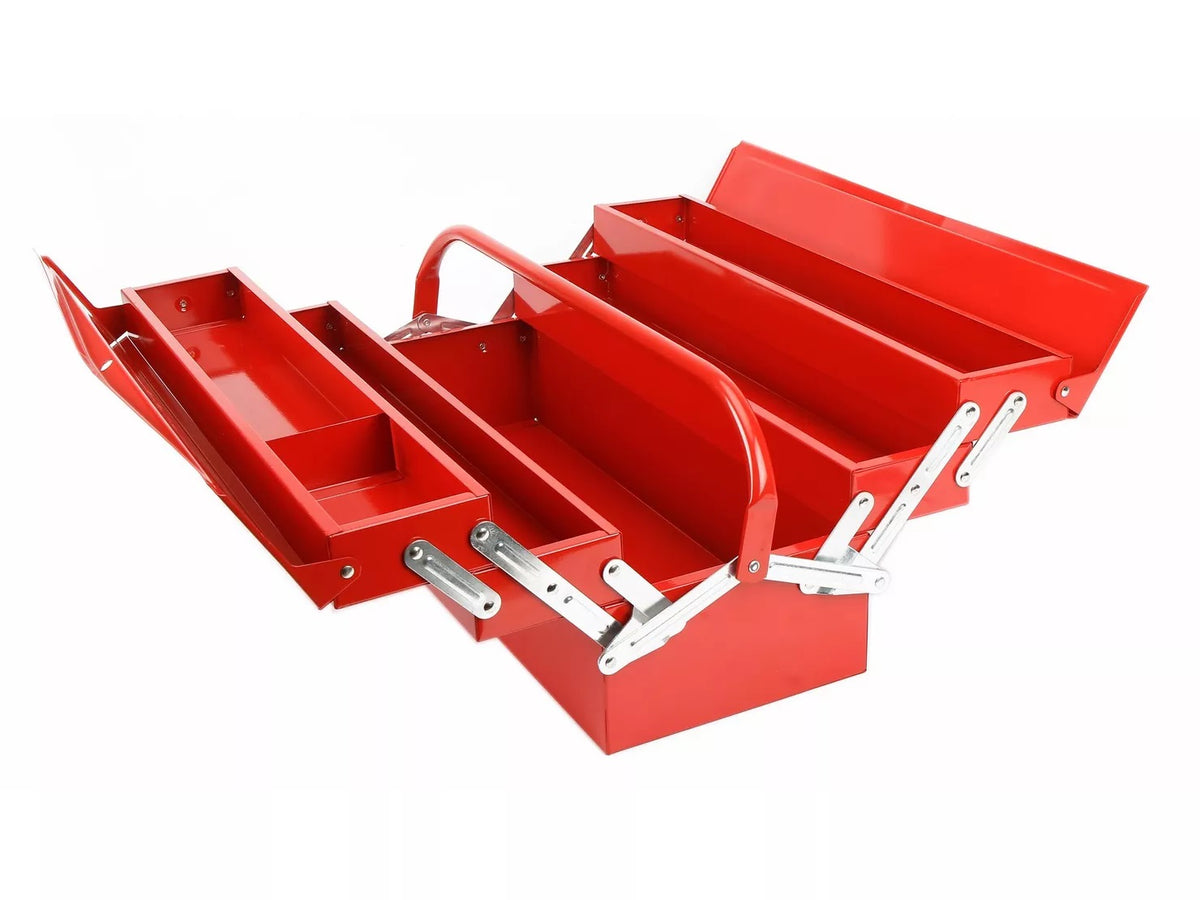 Halfords Cantilever Heavy Duty Metal Tool Box 56.5 x 21.2 x 22.2cm - Red