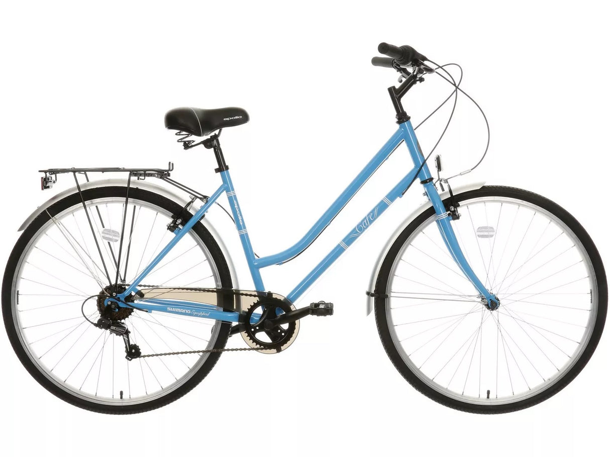 Apollo Cafe Women's 700c 6-Speed 16'' Alloy Frame Hybrid Bike - Small - Blue