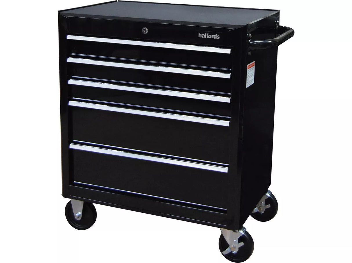Halfords 5 Drawer Tool Cabinet 679 x 689 x 461mm Max 125kg - Black