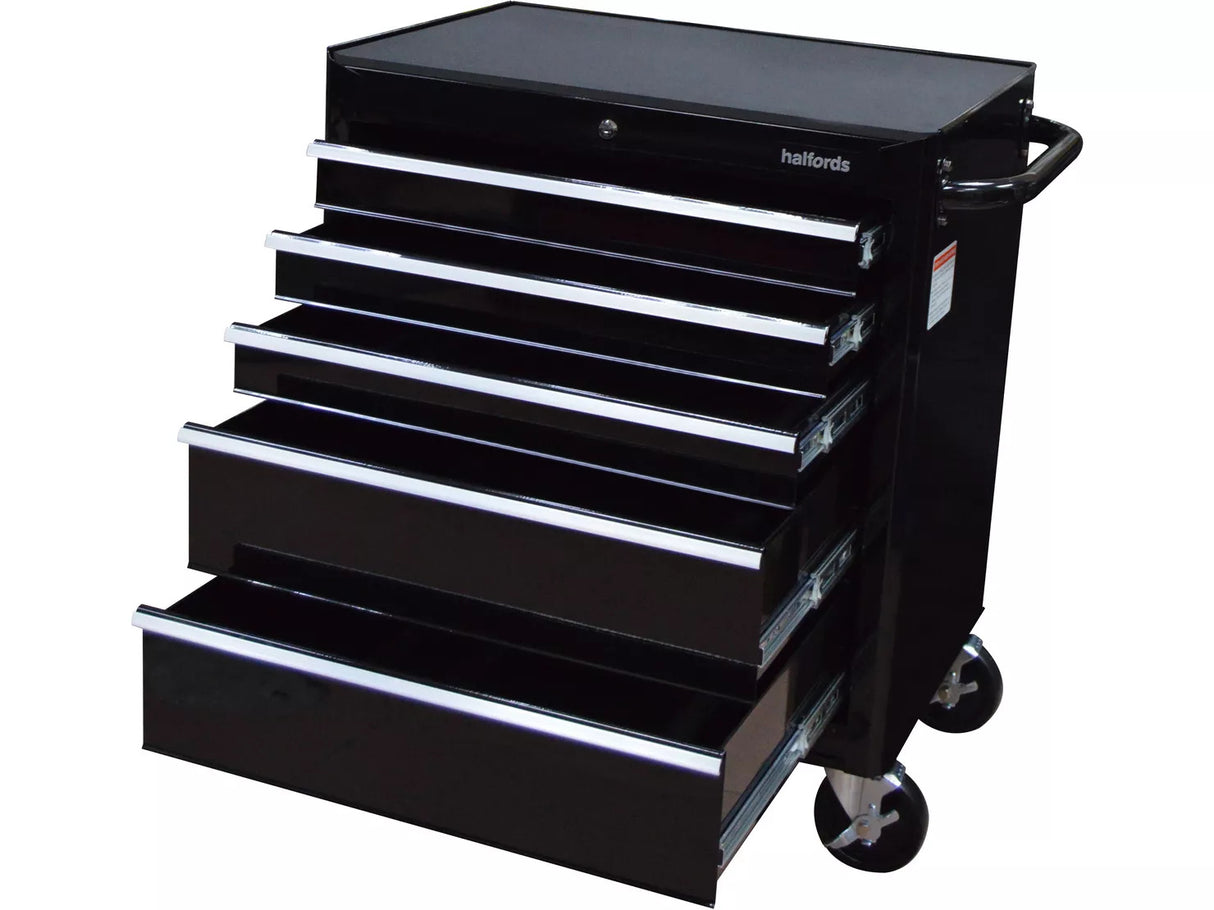 Halfords 5 Drawer Tool Cabinet 679 x 689 x 461mm Max 125kg - Black