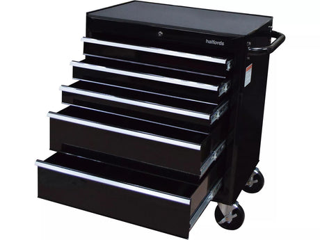 Halfords 5 Drawer Tool Cabinet 679 x 689 x 461mm Max 125kg - Black