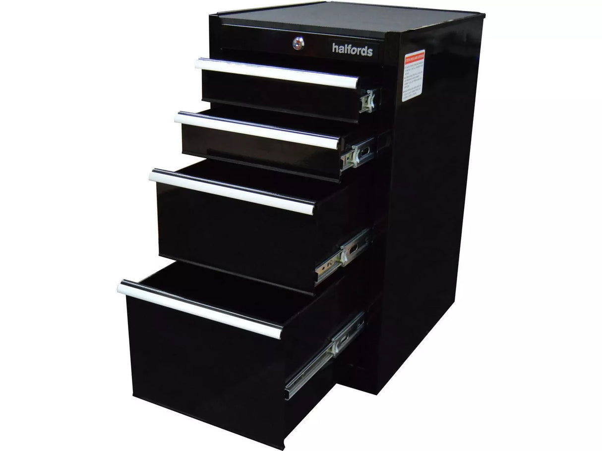 Halfords 4 Drawer Garage Tool Storage Side Cabinet with Key Lock - Black