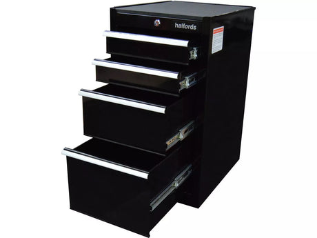 Halfords 4 Drawer Garage Tool Storage Side Cabinet with Key Lock - Black