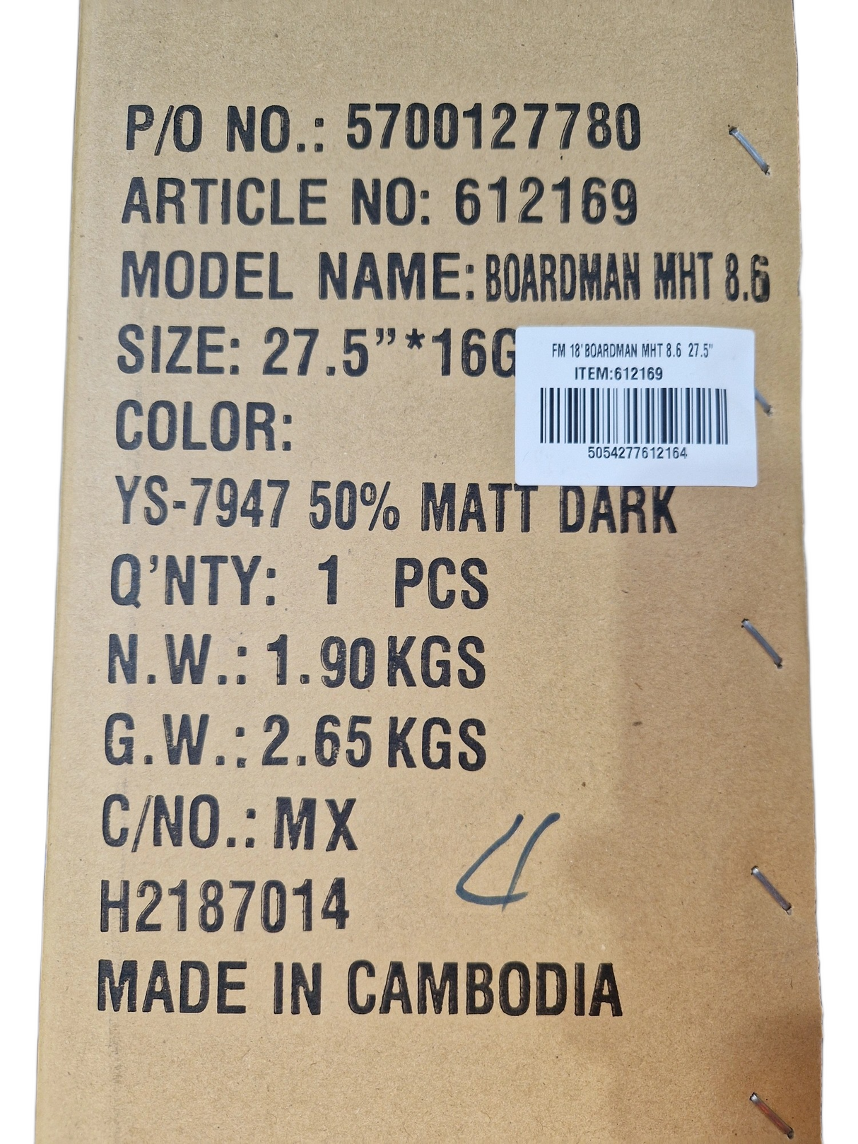 Boardman MHT 8.6 Mens Mountain Bike Frame Only - Matt Blue - 18'' Medium