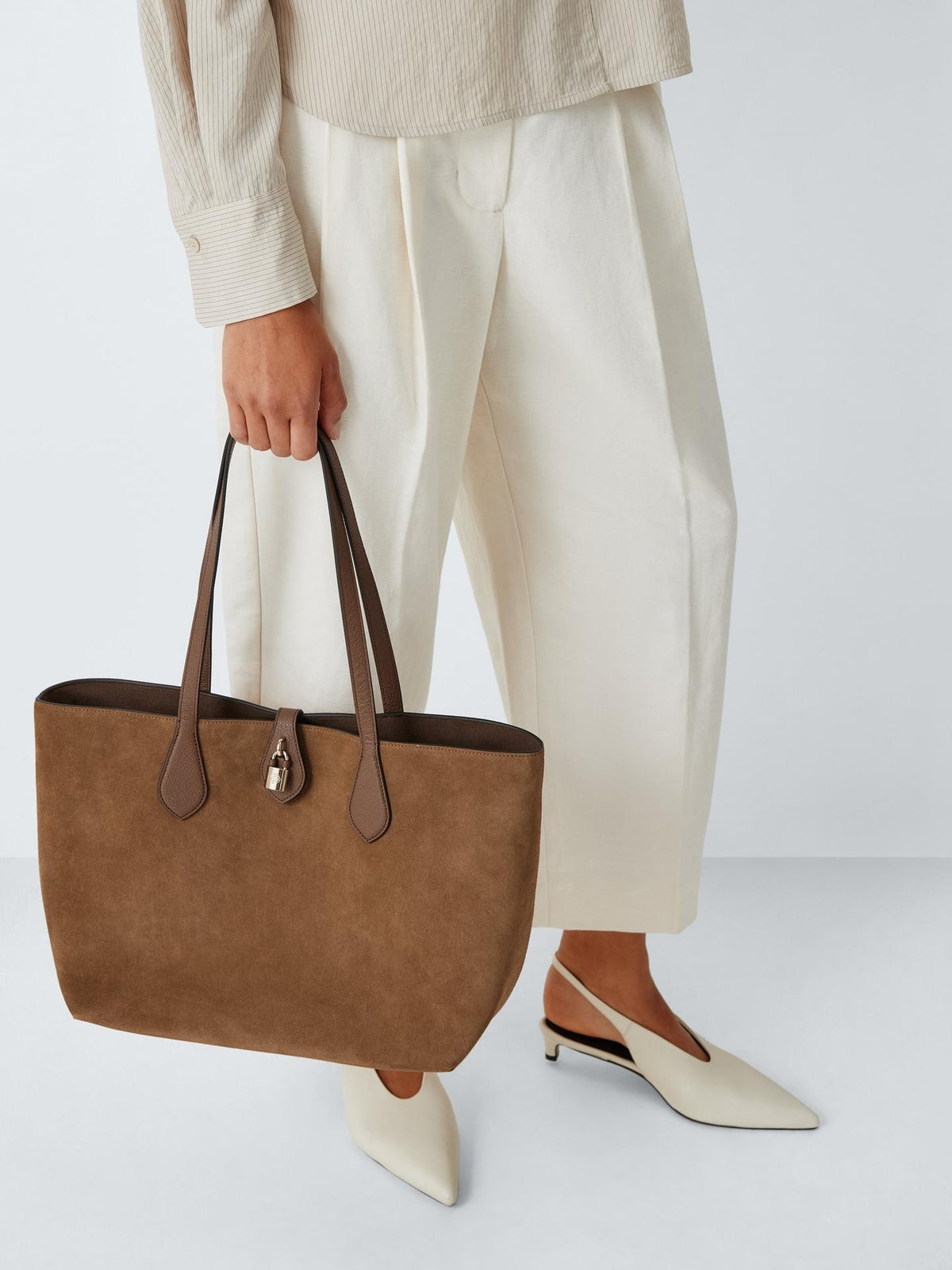 Mulberry Women's Eliza Suede Leather Turn Lock Plain Tote Bag - Vintage Oak