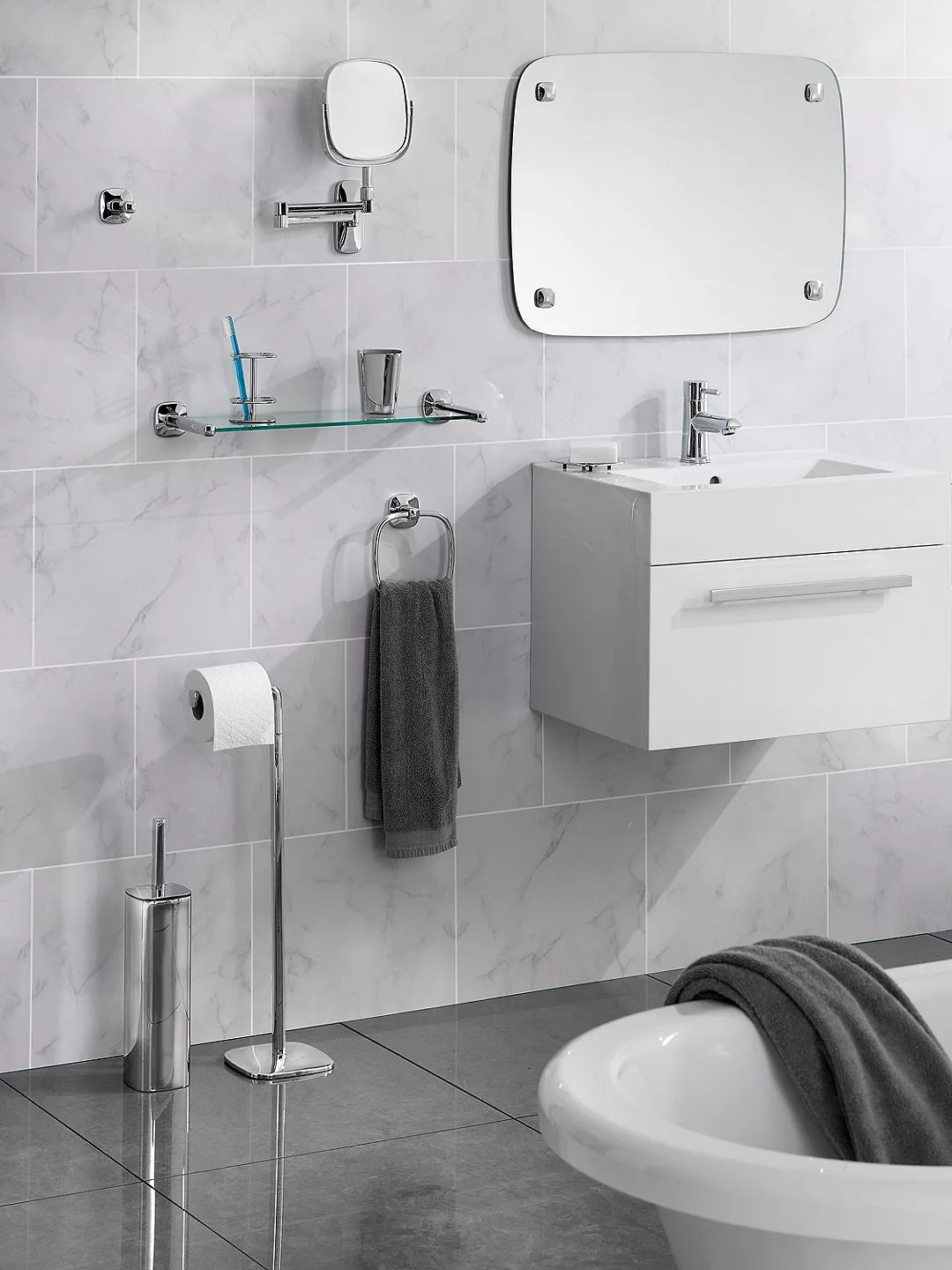 Robert Welch Burford Bathroom Wall Mounted Mirror - H50 x W70cm