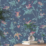 Cole & Son 100/14068 Hummingbirds Bird Print Wallpaper 52cm x 10m - Blue