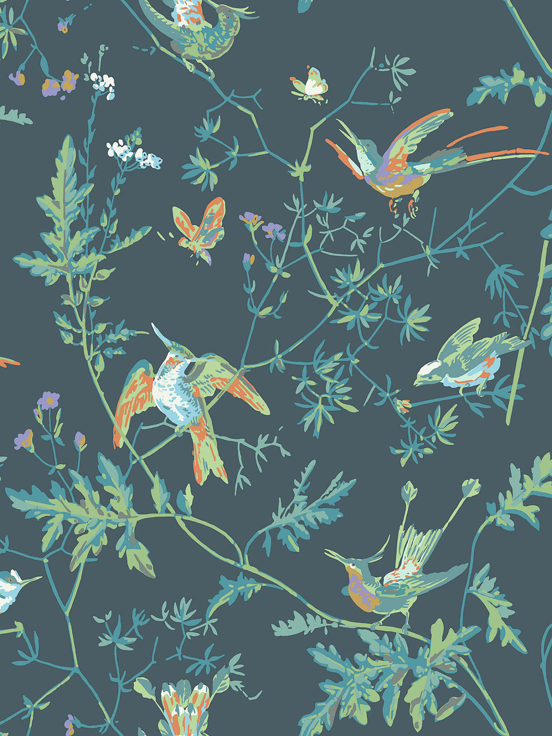 Cole & Son 112/4014 Hummingbirds Wallpaper L10m x W52cm - Green