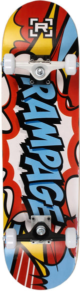Rampage Comic Blue Complete Beginner Skateboard - 31" x 8" Inch