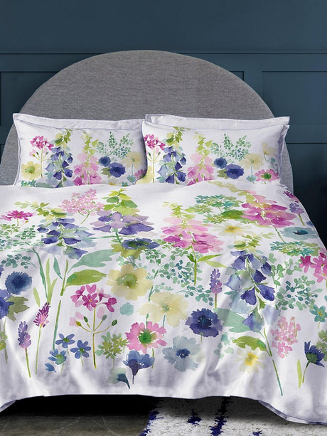 Bluebellgray Foxglove Floral 300TC Cotton King Size Duvet Cover Set - Multi