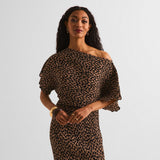 Never Fully Dressed Tilly Leopard Print Plisse Maxi Dress Brown - Multi - XS