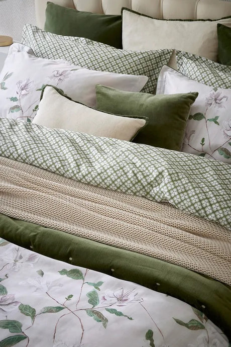 Christy Magnolia Green/Multi Cotton Sateen Duvet Cover Set - Super King