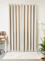 John Lewis Arlo Pair Cotton Blend Lined Eyelet Curtains 228 x 274cm - Putty