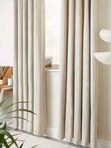 John Lewis Arlo Pair Cotton Blend Lined Eyelet Curtains 228 x 274cm - Putty