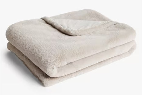 John Lewis Soft Cosy Decorative Faux Fur Throw Blanket 200 x 150cm - Fawn