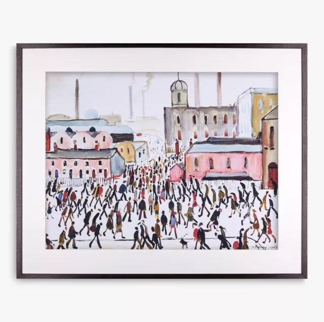LS Lowry Going To Work 1959 Framed Print & Mount - 62.3 x 80.2cm - Kazoop 