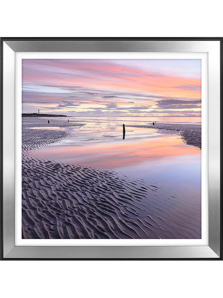 John Lewis Jim Robertson Lilac Beach Embellished Framed Print 83.5 x 83.5cm - Kazoop 