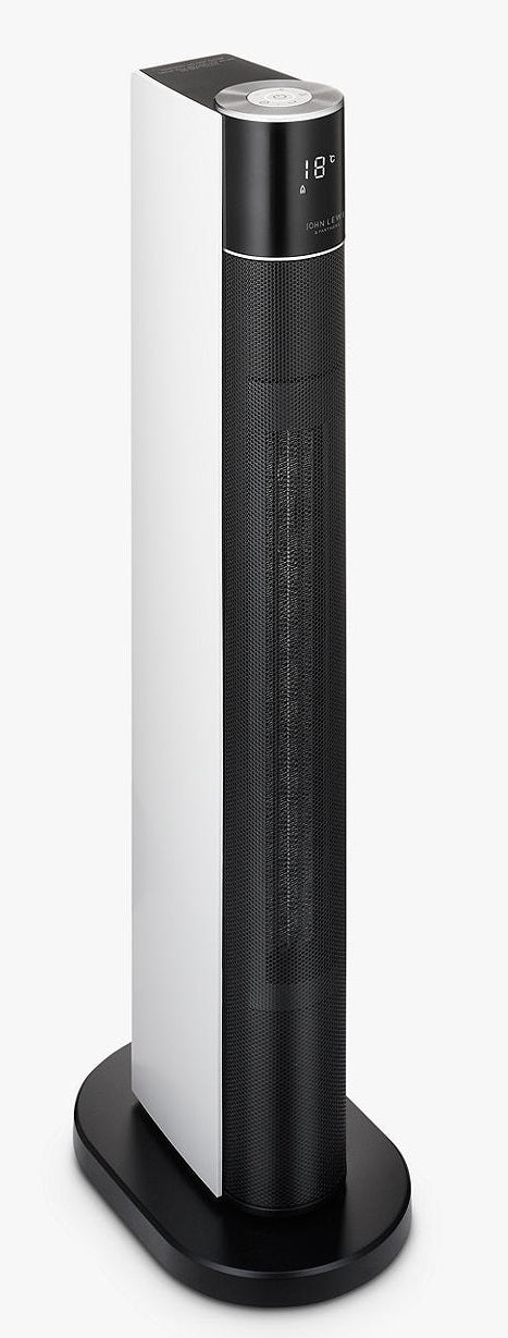 John Lewis Tall Tower Fan Heater with 3 Heat Settings - Black/White