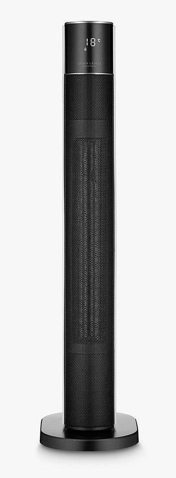 John Lewis Tall Tower Fan Heater with 3 Heat Settings - Black/White