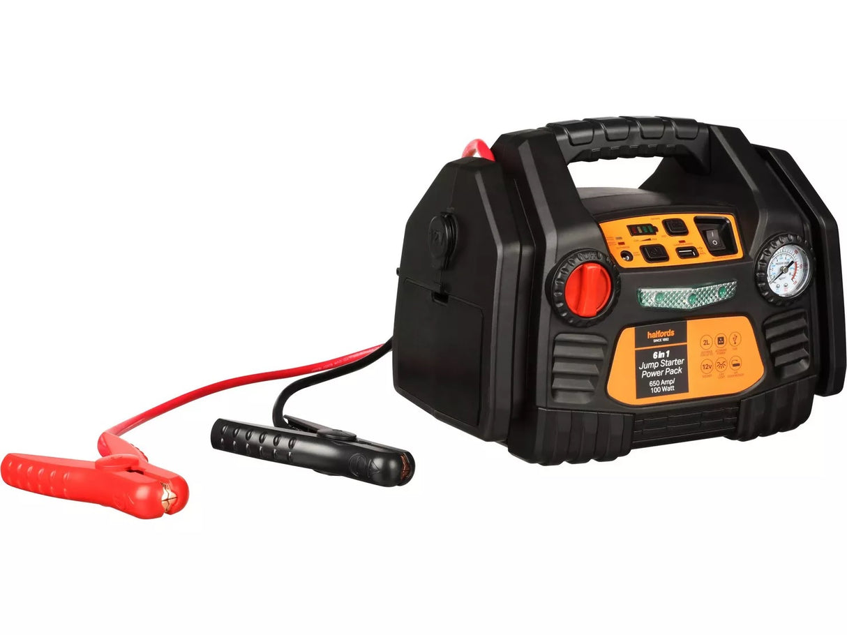 Halfords 6-in-1 12V DC Jump Starter Power Pack with USB Port & LED Torch