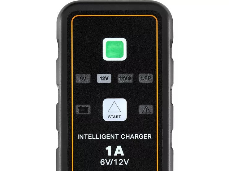 Halfords Smart Motorcycle Bike 6/12V 1A Intelligent Battery Charger - Black - Kazoop 