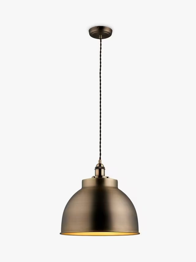 John Lewis Baldwin Large Industrial Pendant Ceiling Light - Antique Brass
