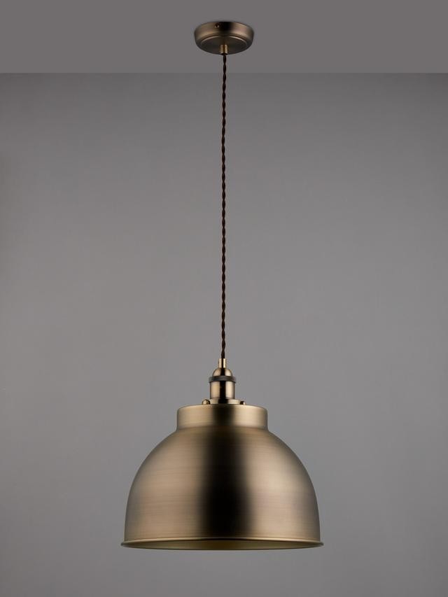 John Lewis Baldwin Large Industrial Pendant Ceiling Light - Antique Brass