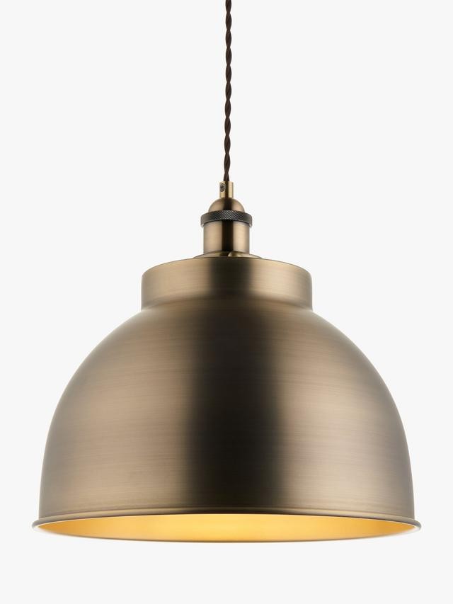 John Lewis Baldwin Large Industrial Pendant Ceiling Light - Antique Brass