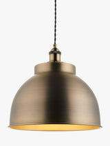 John Lewis Baldwin Large Industrial Pendant Ceiling Light - Antique Brass