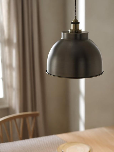John Lewis Baldwin Large Industrial Pendant Ceiling Light - Antique Brass