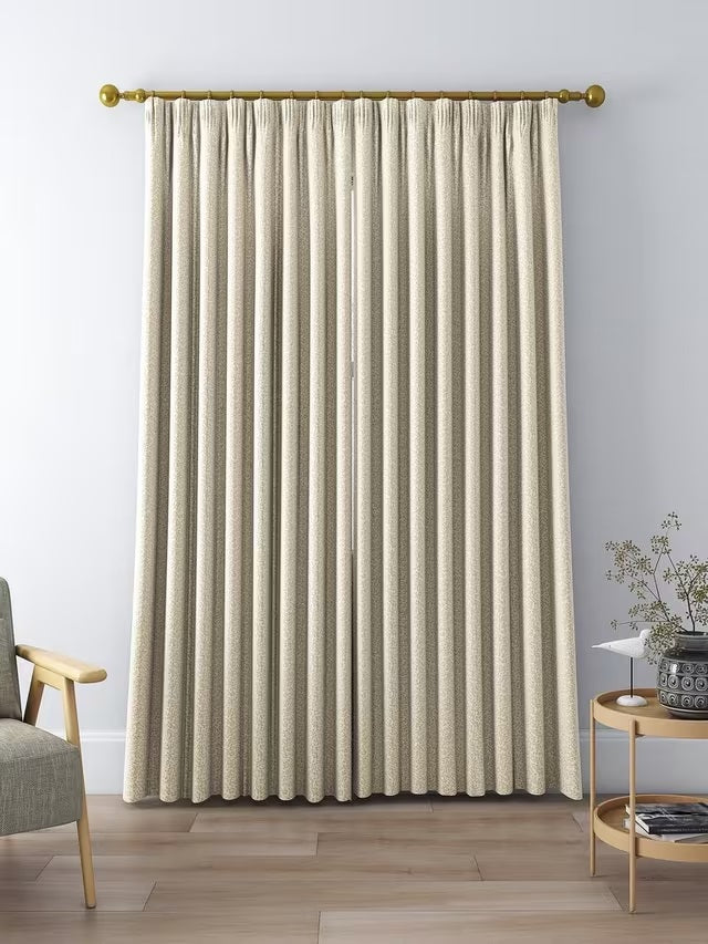 John Lewis Ivy Leaf Pair Lined Pencil Pleat Curtains 228 x 228cm - Putty - Kazoop 