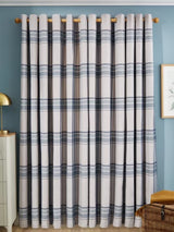 John Lewis Check Dimout/Thermal Lined Eyelet Curtains 228 x 228cm - Navy