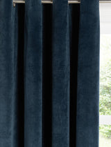 John Lewis Velvet Pair Lined Eyelet Curtains W228 x Drop 182cm - Navy Blue