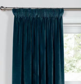 John Lewis Velvet Pair Lined Pencil Pleat Curtains W167 x Drop 228cm - Teal
