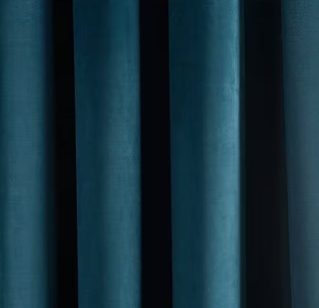 John Lewis Polyester Velvet Pair Lined Eyelet Curtains 228 x 228cm - Teal