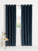 John Lewis Polyester Velvet Pair Lined Eyelet Curtains W167 x D274cm - Navy