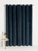 John Lewis Polyester Velvet Pair Lined Eyelet Curtains W167 x D274cm - Navy