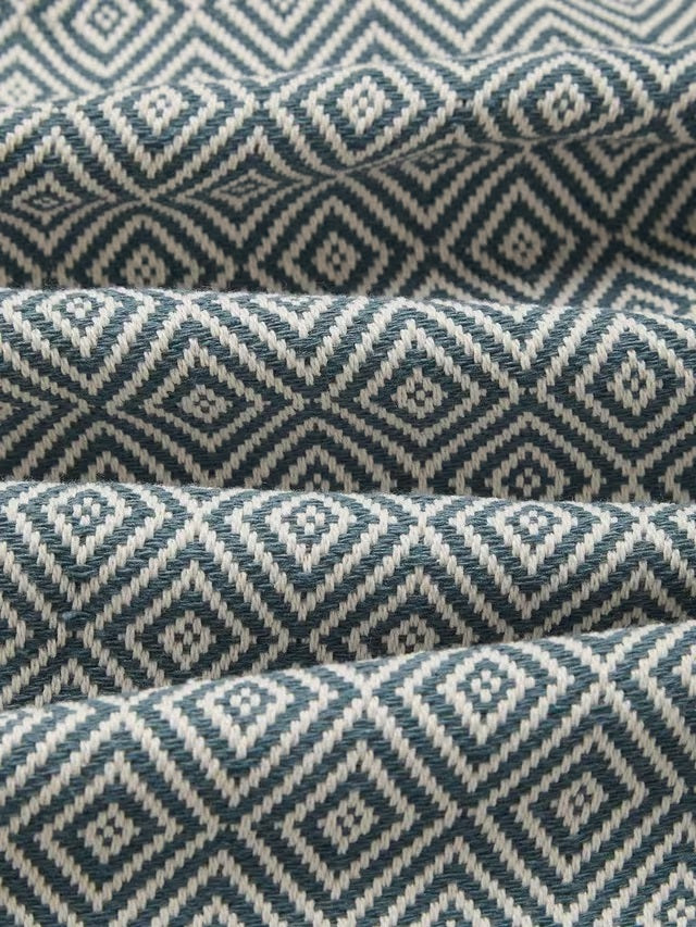 John Lewis Diamond Lined Pencil Pleat Curtains W228 x D274cm - Indian Blue
