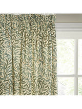 Morris & Co. Willow Bough Pair Lined Pencil Pleat Curtains W167xD274cm Green - Kazoop 