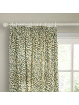 Morris & Co. Willow Bough Pair Lined Pencil Pleat Curtains W167xD274cm Green - Kazoop 