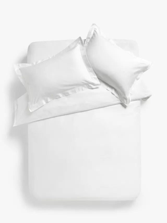 John Lewis 600 Thread Count Cotton Stitch Trim White Duvet Cover - King Size - Kazoop 