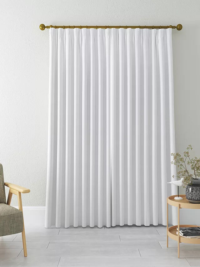 John Lewis Textured Weave Polyester Pair Blackout W167 x Drop 274cm - White - Kazoop 