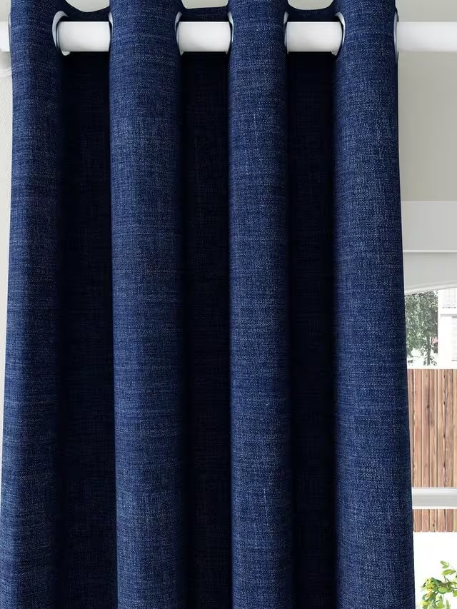 John Lewis Textured Blackout Lined Eyelet Curtains W228 x Drop 274cm - Navy - Kazoop 