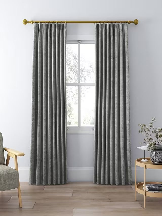 John Lewis Herringbone Lined Pencil Pleat Curtains 228 x 228cm - Slate Grey