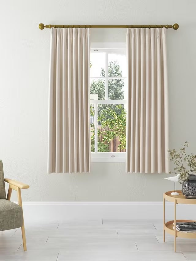 John Lewis Herringbone Lined Pencil Pleat Curtains 167 x 137cm - Marshmallow