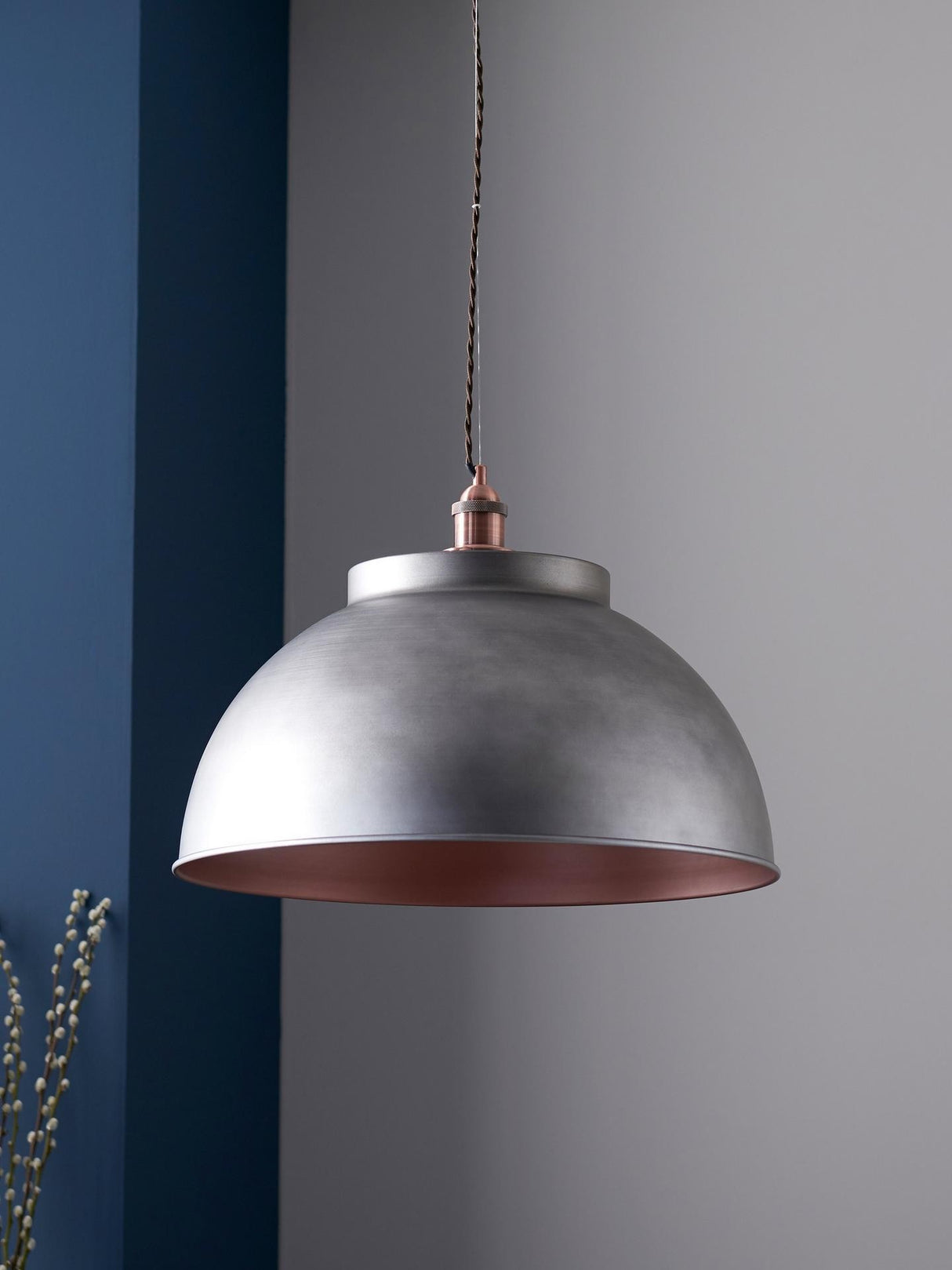 John Lewis Baldwin XL Industrial Pendant Ceiling Light - Pewter/Copper