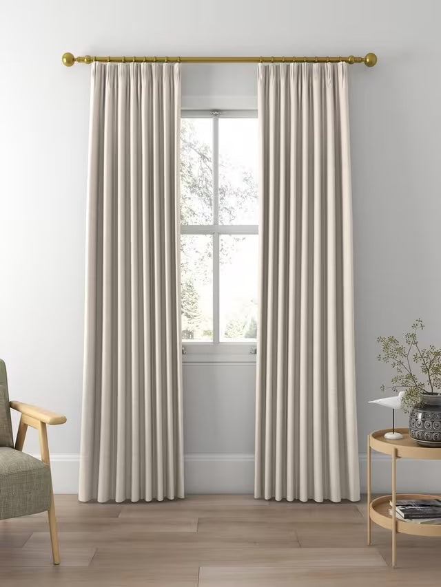 John Lewis Cotton Slub Lined Pencil Pleat Curtains W167 x Drop 228cm Putty